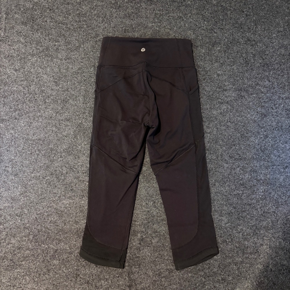 Lululemon All the Right Places Crop Leggings Black Mesh Pockets High Rise Size 4